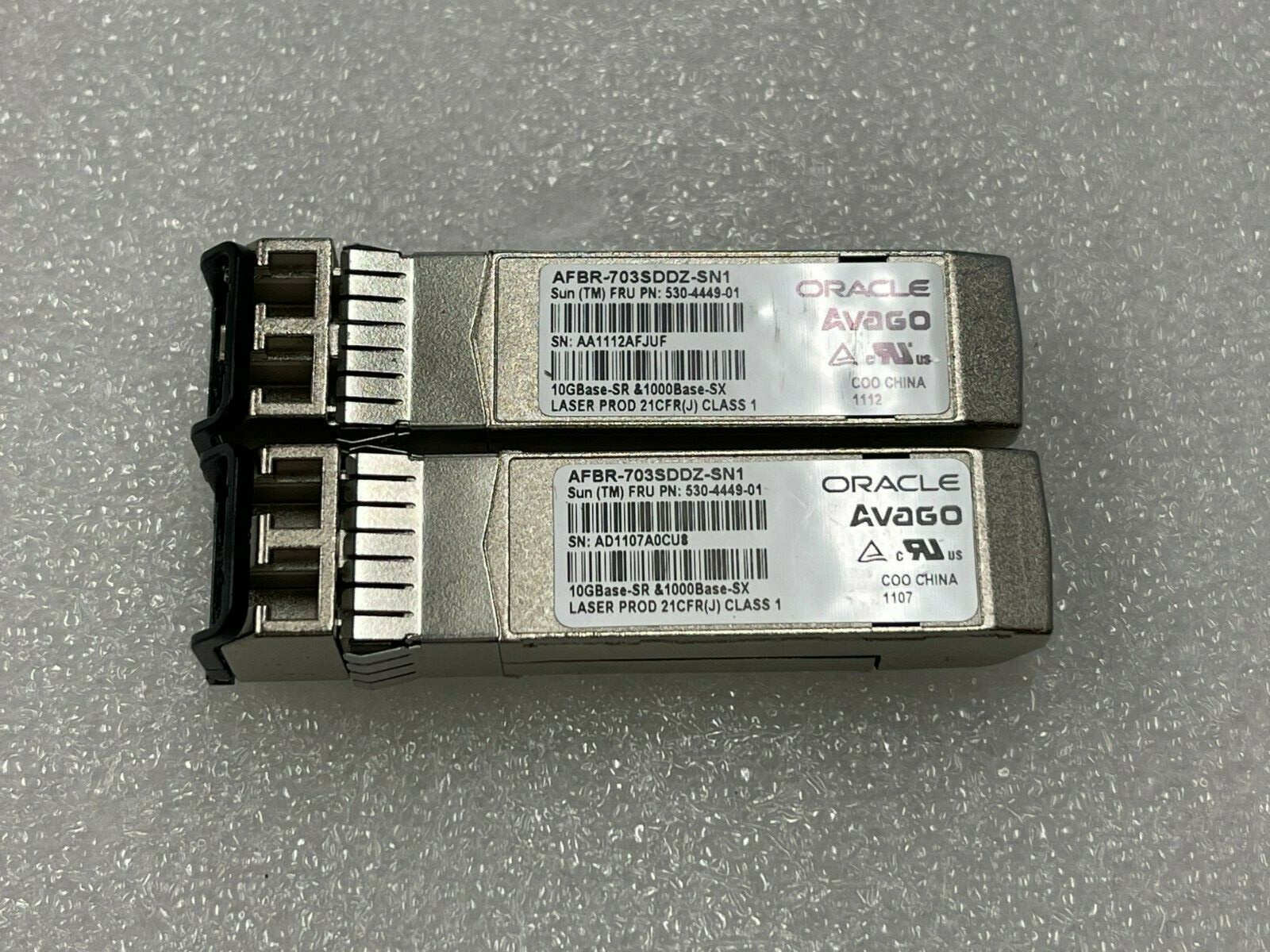 Lot of 2 Avago 10Gb SFP+ 850nm Transceiver 1000Base-SX AFBR-703SDDZ-SN1