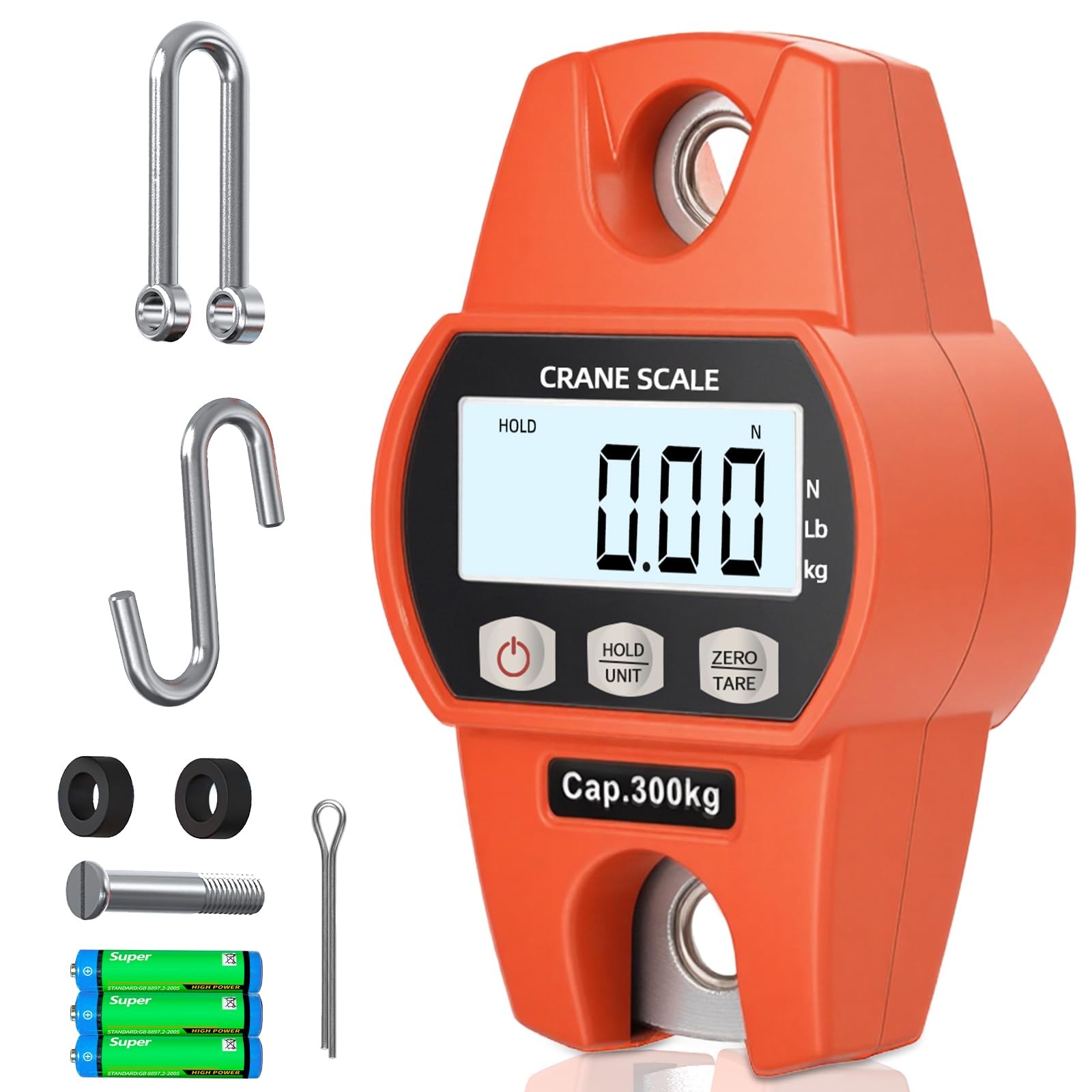 Hanging Scale 660lb/300kg - High-Accuracy Crane Scale with Aluminum Frame and...