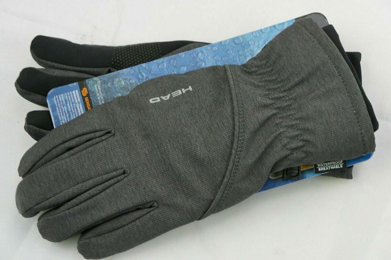 NWOT Head Men's Hybrid Waterproof/Windproof Touchscreen Gloves. Charcoal. Large