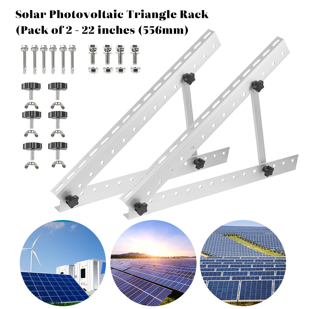 2pcs 22" Solar Panel RV Tilt Mount Brackets Roof Flat Surface Adjustable Frame