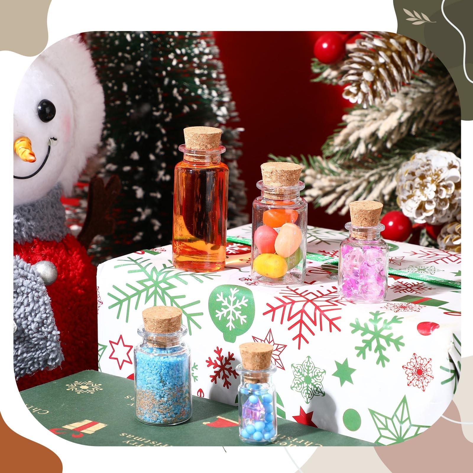 Mini Plastic Bottles with Corks Stoppers Eye Screws Funnels Small Potion Bott...