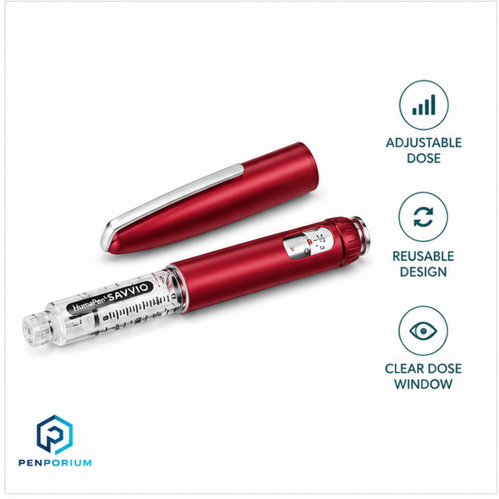2 Pack HumaPen Savvio Delivery Devices | Case | Reusable | Red | Fast Ship