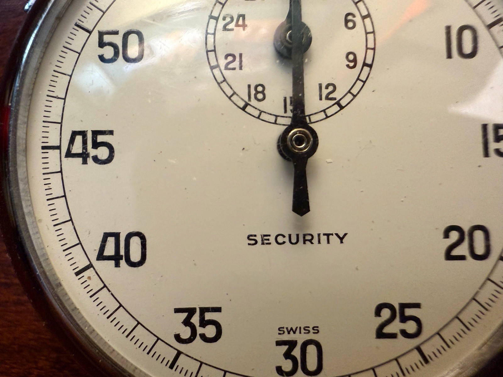 Security Swiss Mechanical Stopwatch Timer, Silver Metal Case, White Dial