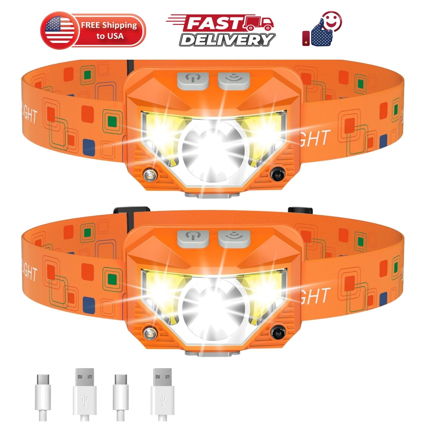 Headlamp Flashlight, Lumen Ultra-Light Bright LED Rechargeable Headlight with...