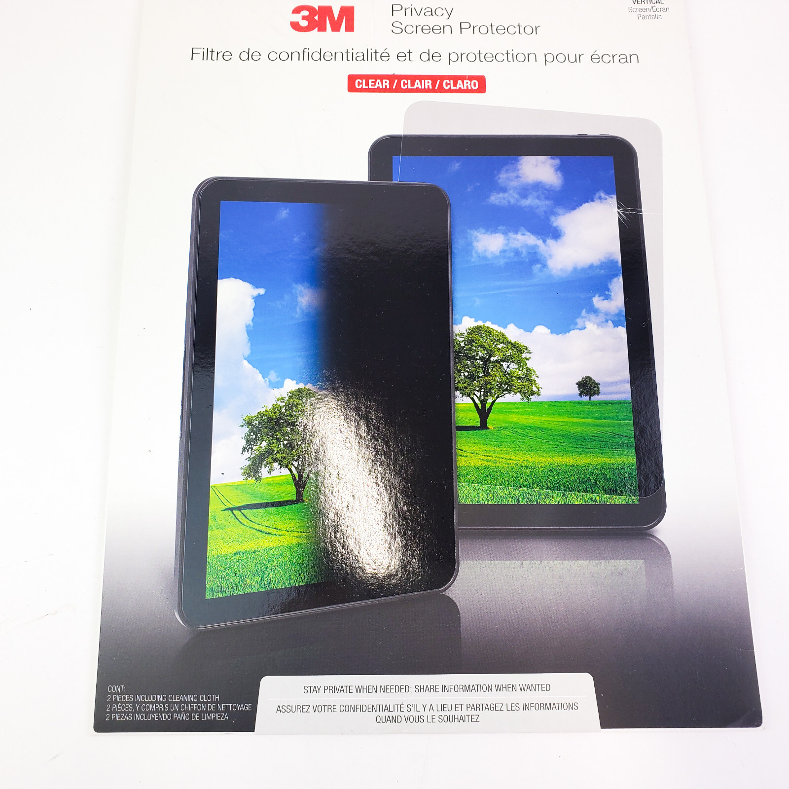 3M Privacy Screen Protector Clear for Motorola Xoom Unopened