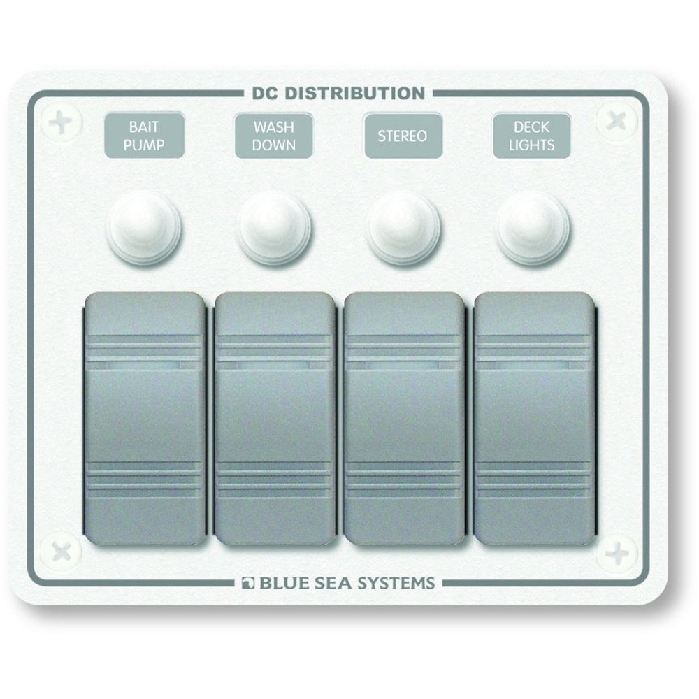 Blue Sea 8272 Water Resistant Panel - 4 Position - White - Horizontal Mount 8...