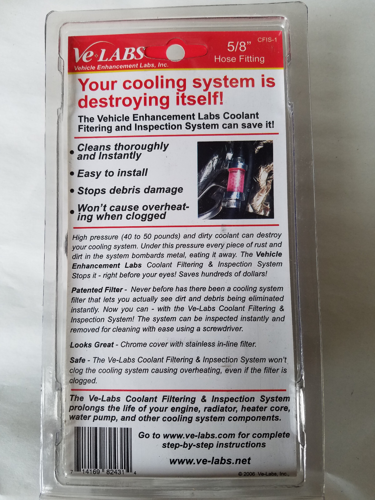 Inline Heater Core Coolant Filter & Inspection System 5/8" VE-Labs CIFS-1 CFIS-1