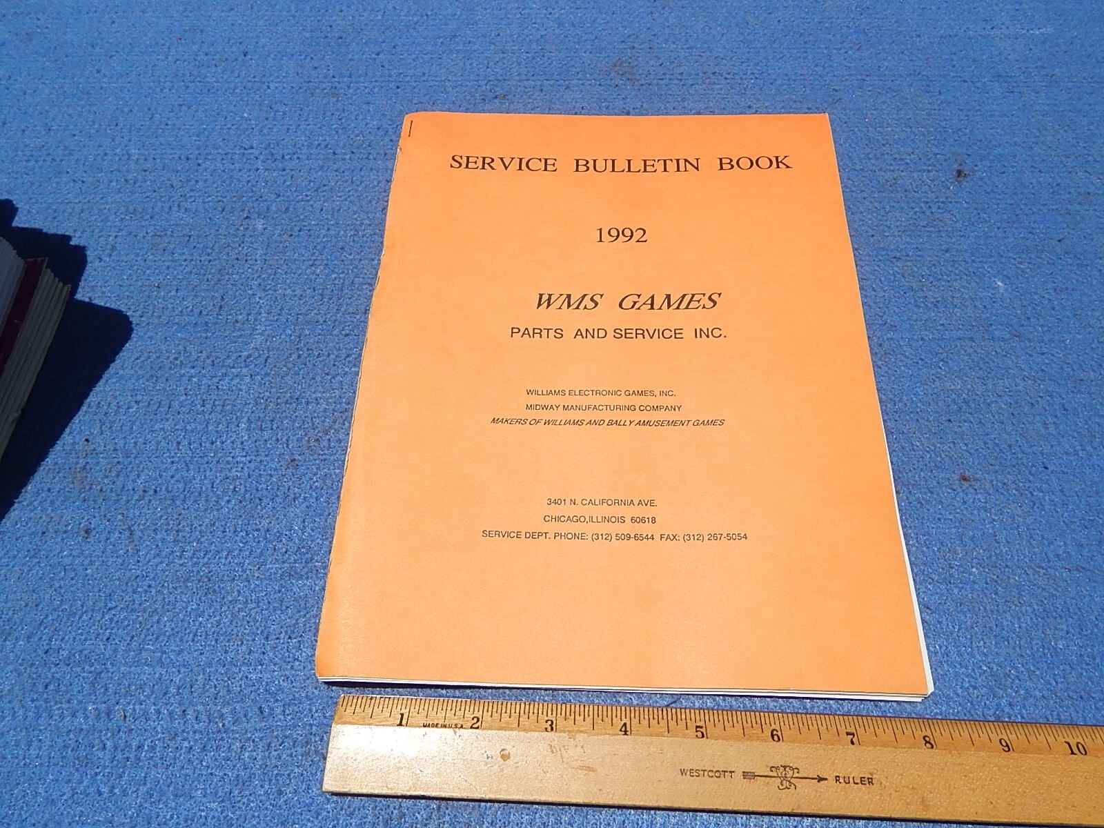 1992 Williams / Midway SERVICE BULLETIN BOOK