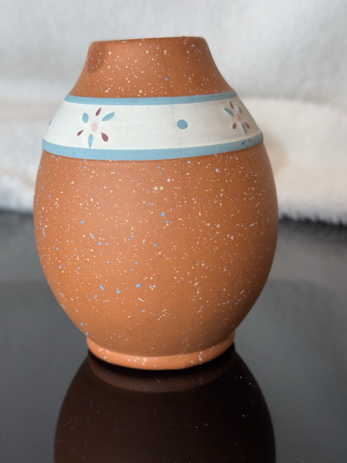 Terra Cotta Pottery Vase Peru Folk Art Latin America Peruvian Vase Etched Vtg