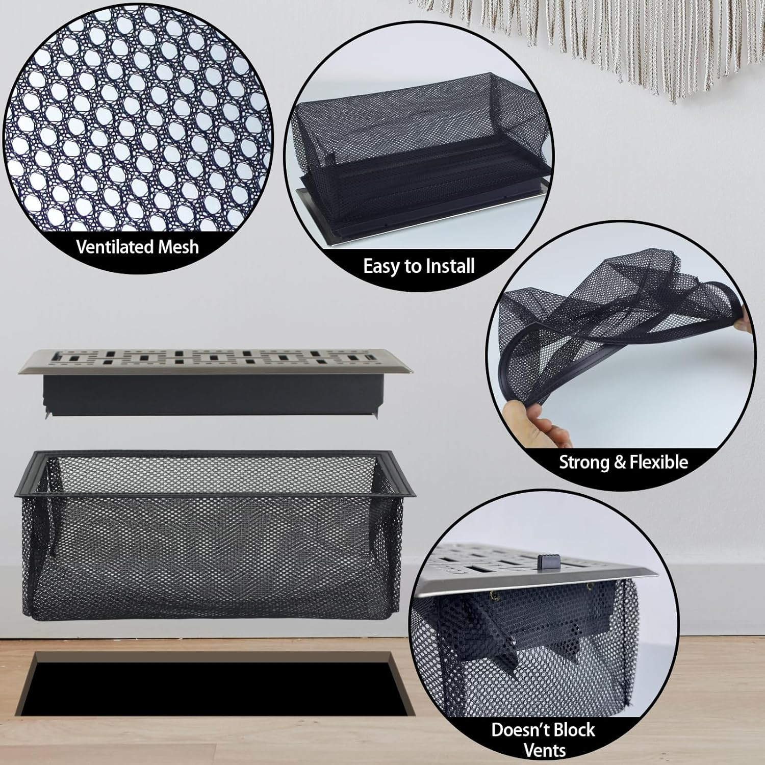 8 Pcs Floor Register Cover Trap, Floor Vent Filters for Registers 4x10, Vent Cat