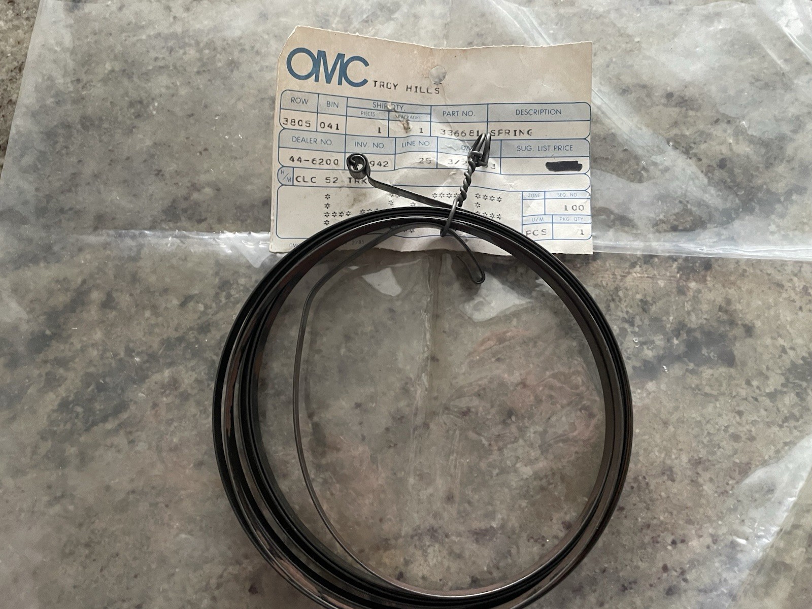 NOS OEM OMC Recoil Starter Spring 336681 0336681