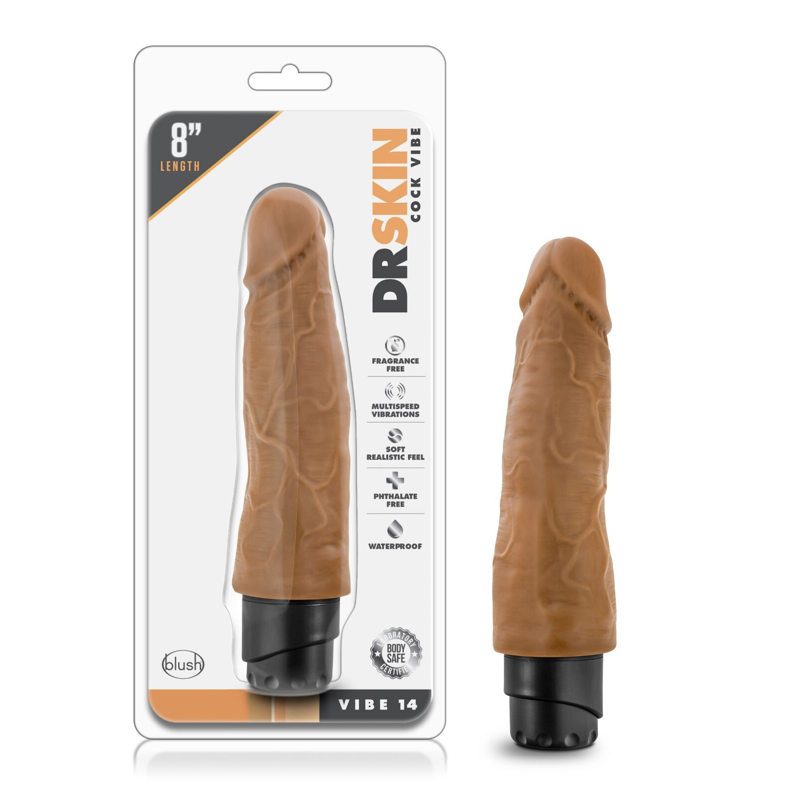 Blush Dr Skin 8 '' Feels Real Realistic Vibrating Dildo 2 Inch Thick Waterproof