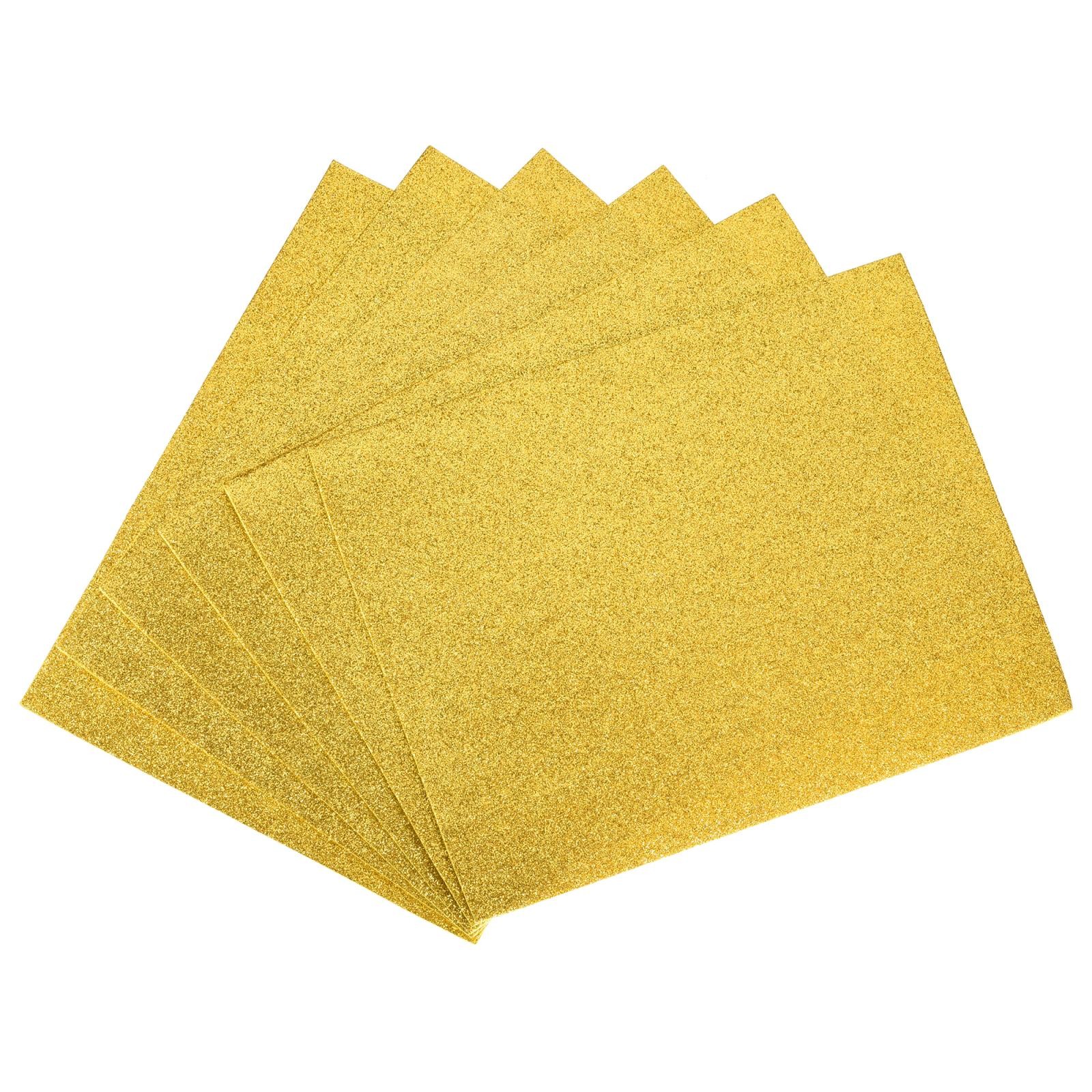 6 Pcs Gold Tone Glitter EVA Foam Sheets 11 x 8 Inch 2mm Thick for Crafts DIY