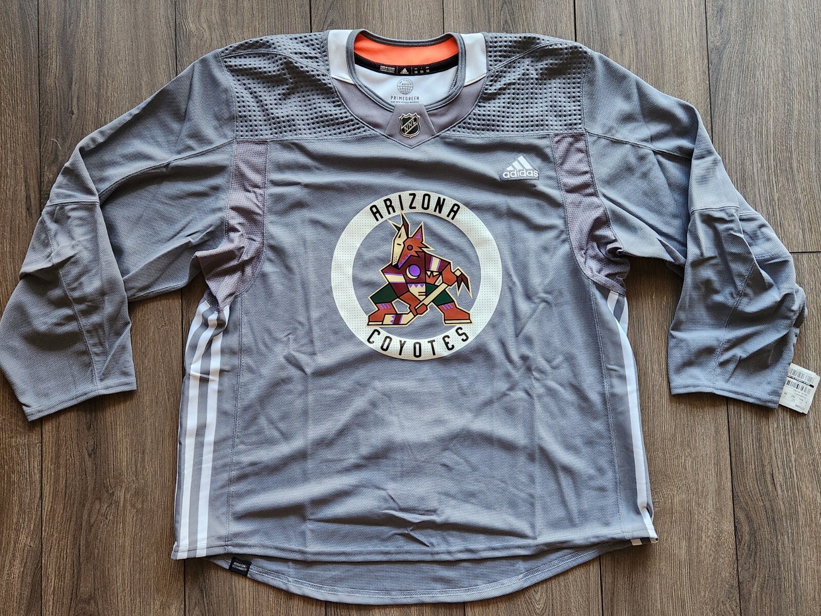Arizona Coyotes Adidas MiC PrimeGreen Blank Gray Practice Jersey 56 NEW