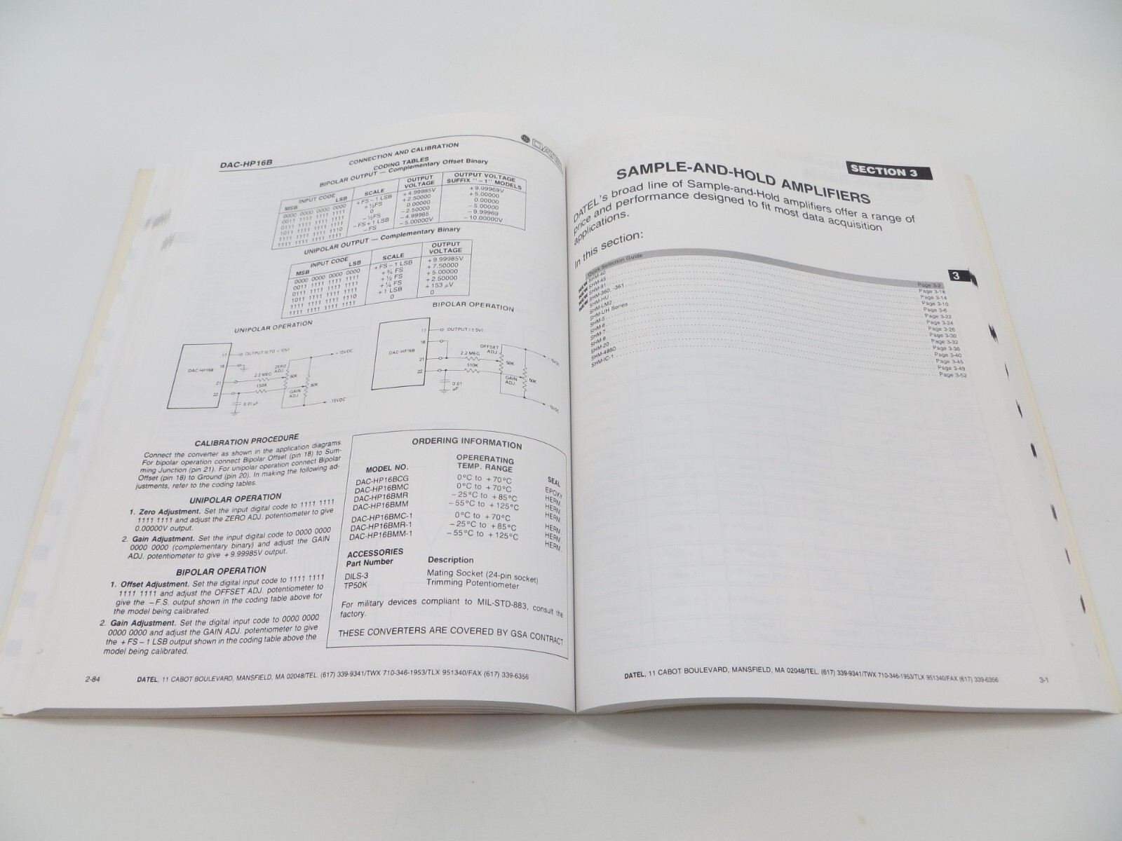 DATEL DATA CONVERSION COMPONENTS 1986 Electronic Catalog -