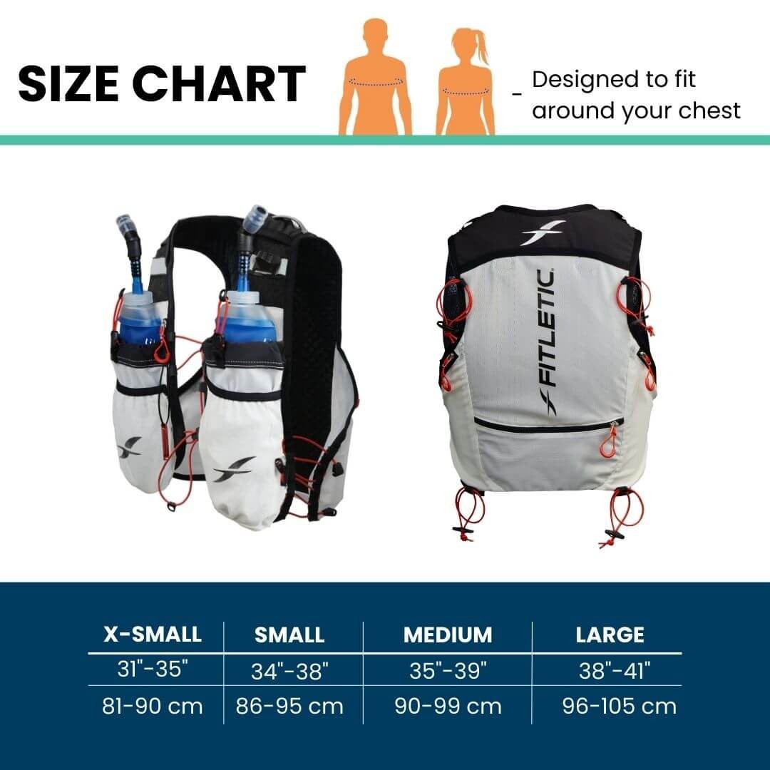 Fitletic Trail 2.5 HydraVest Running Hiking Hydration Vest w/ 2 Soft Flasks