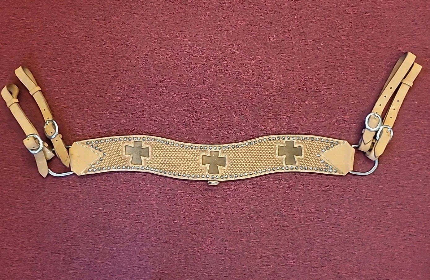 Western Horse Tripping Breast Collar by Showman Inlaid Cross Design
