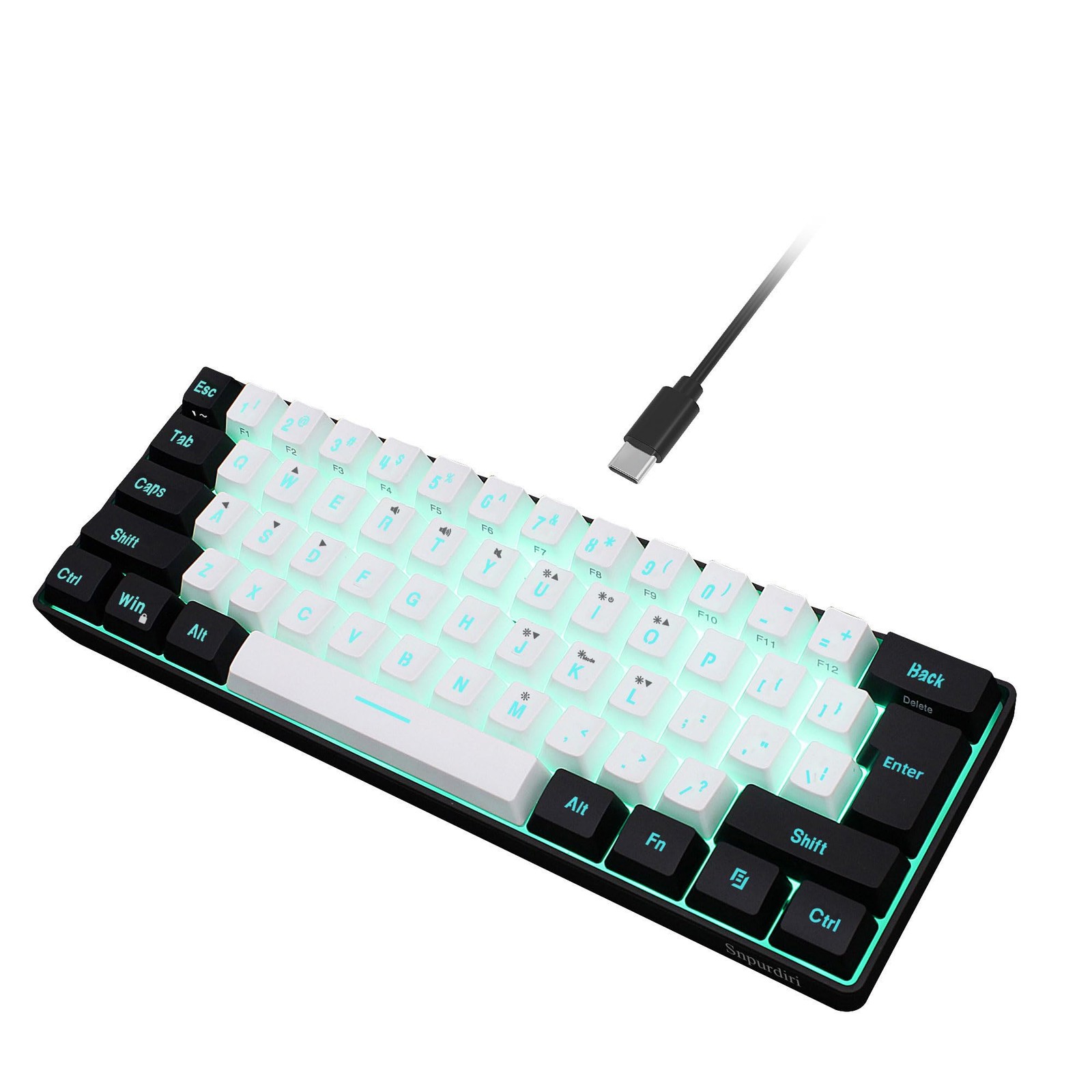 Snpurdiri 60 Wired Gaming Keyboard 61 Keys Rgb Backlit Ultra-Compact Small