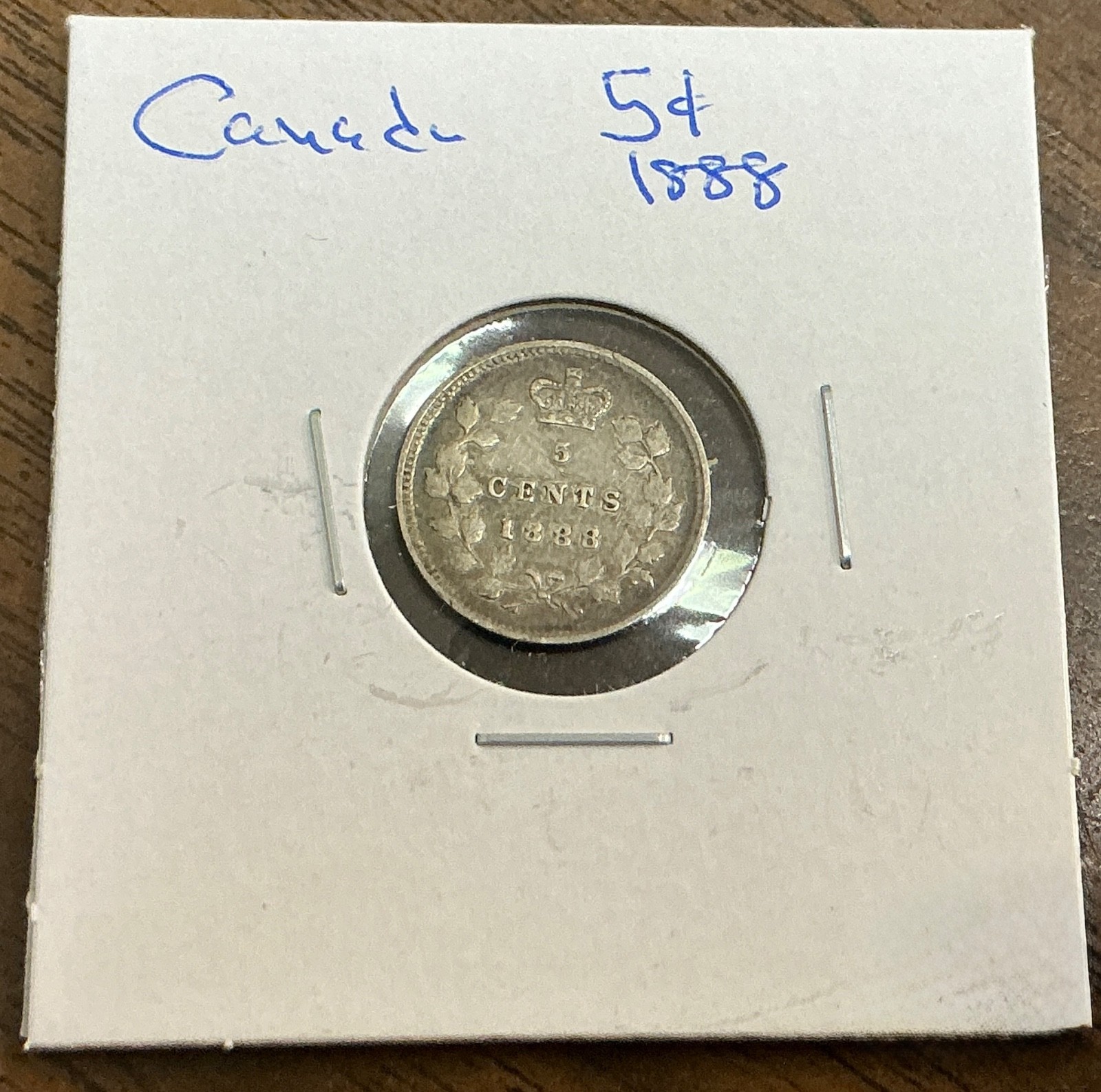 1888 Canada 5 Cent Silver, .925 Silver - VF.