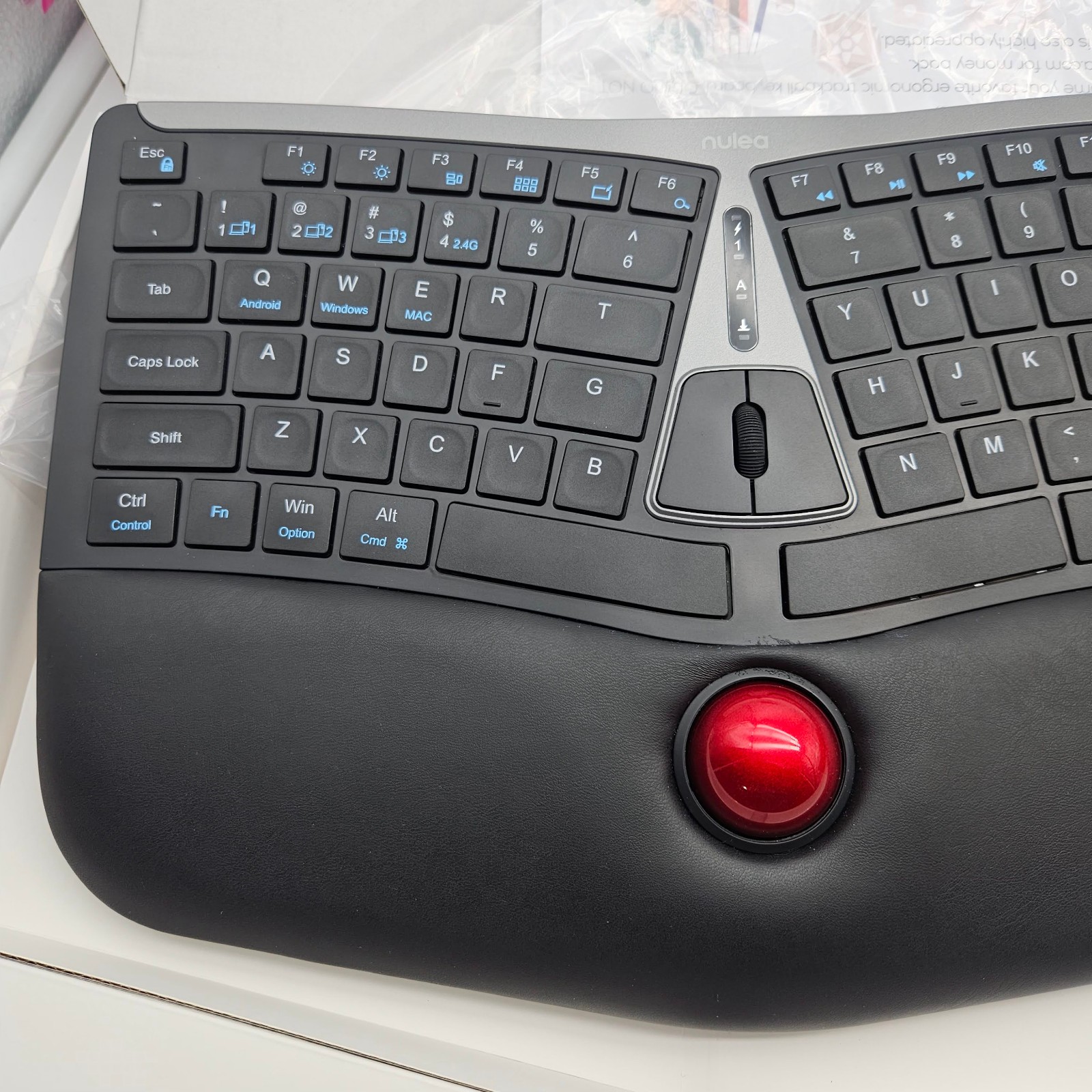 READ Nulea RT07 Wireless Ergonomic Split Keyboard Bluetooth USB C TRACKBALL READ