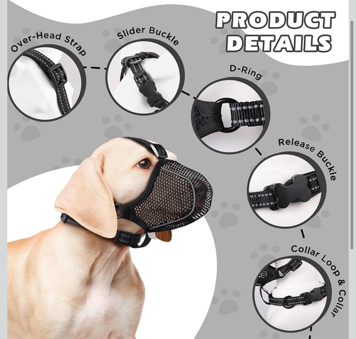 Dog Muzzle,Mesh Soft Muzzle for Medium Sized Dogs, M,