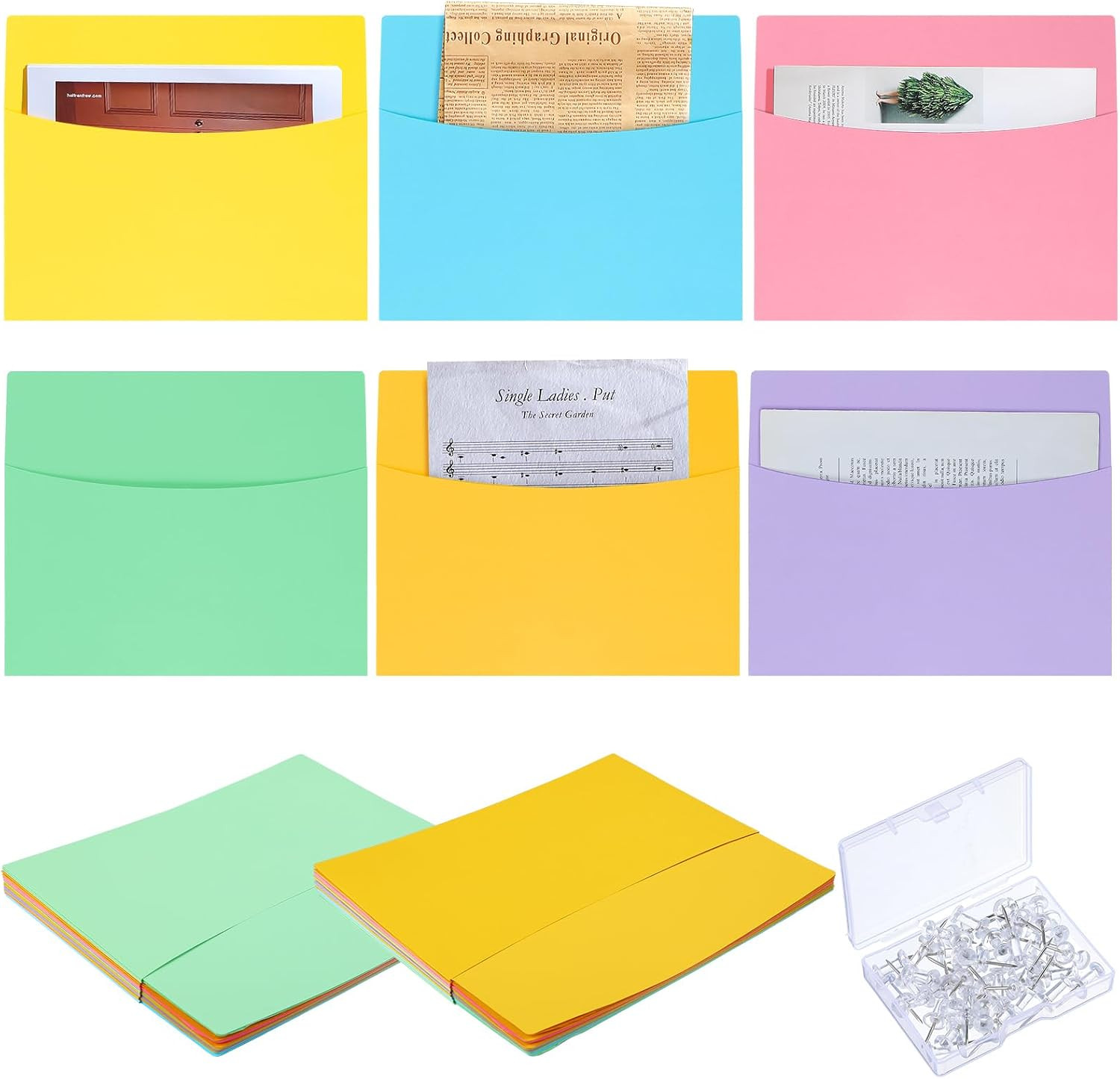 24 Pcs Oversized Wall Pockets 10 X 12 Inches 6 Colors Assortment Hanging Wall Fi