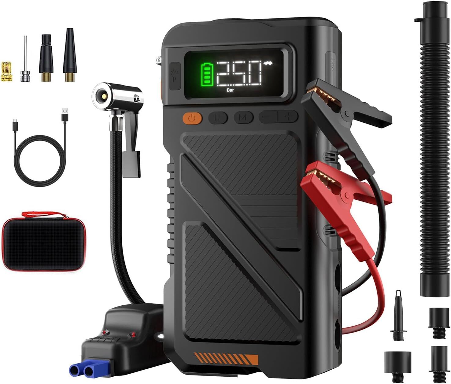 Geeneu Jump Starter with Air Compressor, 6000Amp Peak 12V Portable Car Battery