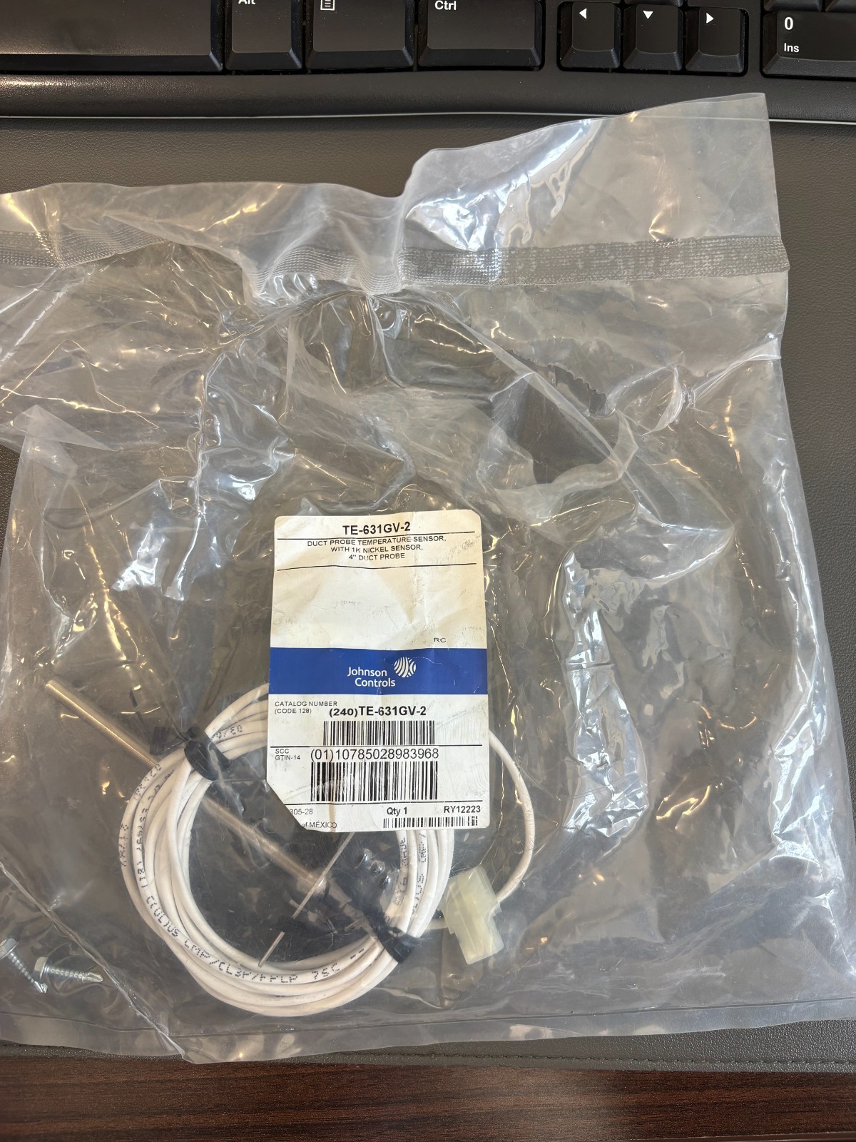Johnson Controls 4" Duct Probe Temperature Sensor w/ 1k Nickel Sensor TE-631GV-2