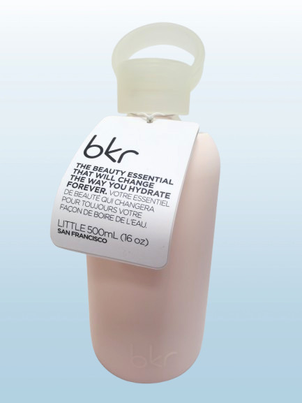 BKR GLASS WATER BOTTLE WITH SILICONE SLEEVE TUTU PALE PINK 16 OZ NWOB