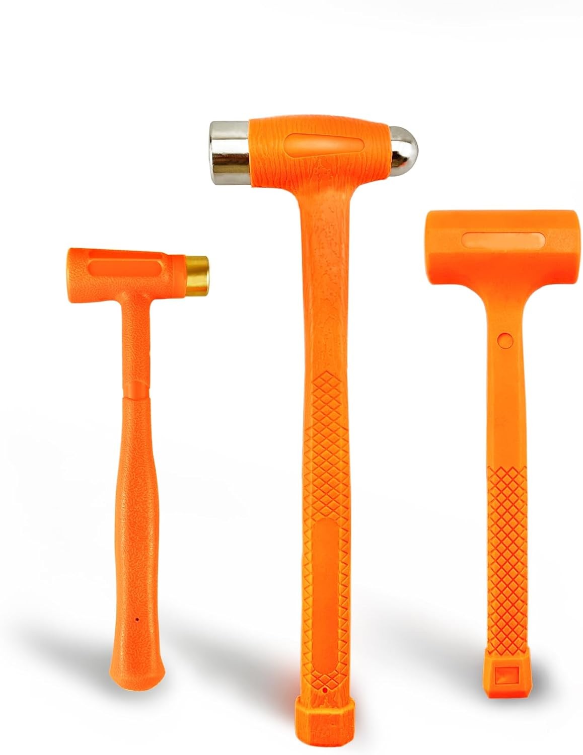 3-Pieces Dead Blow Hammer Set, Brass Hammer, Ball-Peen Hammer