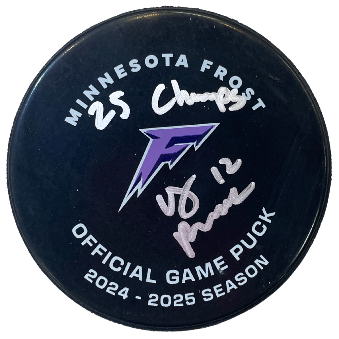 Kelly Pannek Autographed Minnesota Frost Official Game Puck w/ 25 Champs