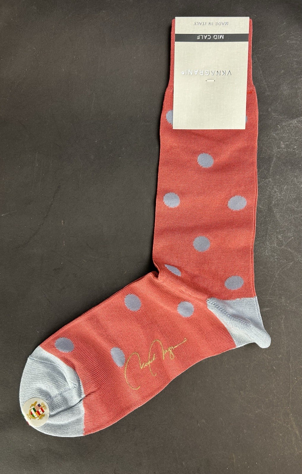 VK Nagrani Men's Dress Socks Mid Calf M700-PINK POIS POLKA DOT