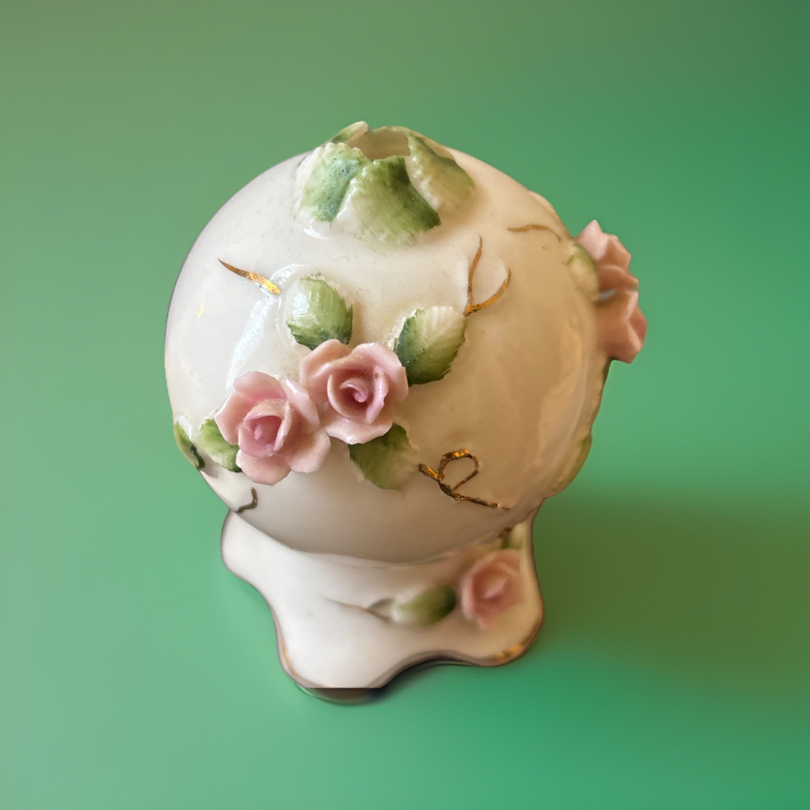 Vintage I Rice Japan Perfume Night Light Porcelain Applied Pink Flowers Roses