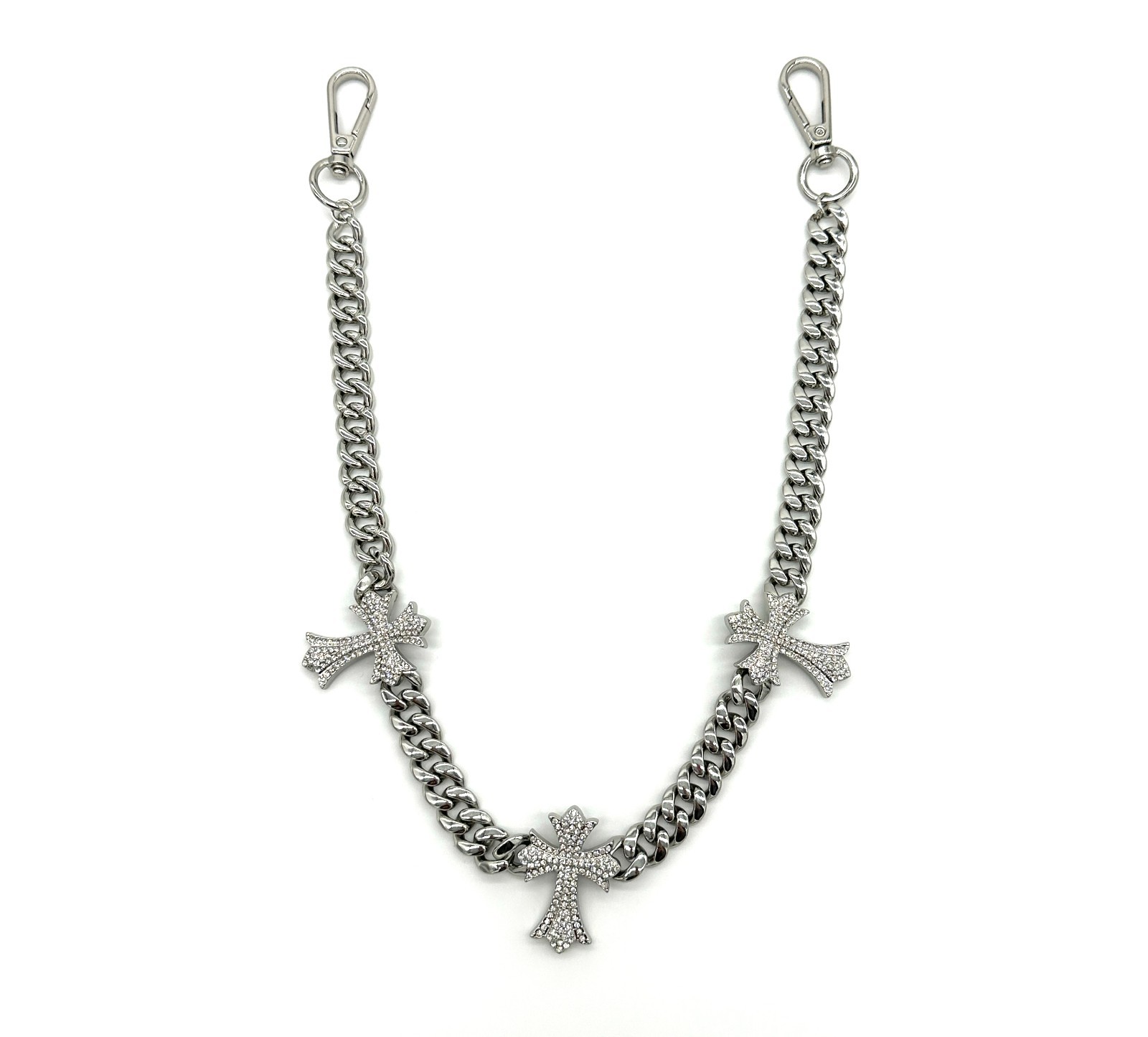 Gold Silver Cuban Iced Out Triple Cross Gothic Streetwear Pants Chain Jean Chain
