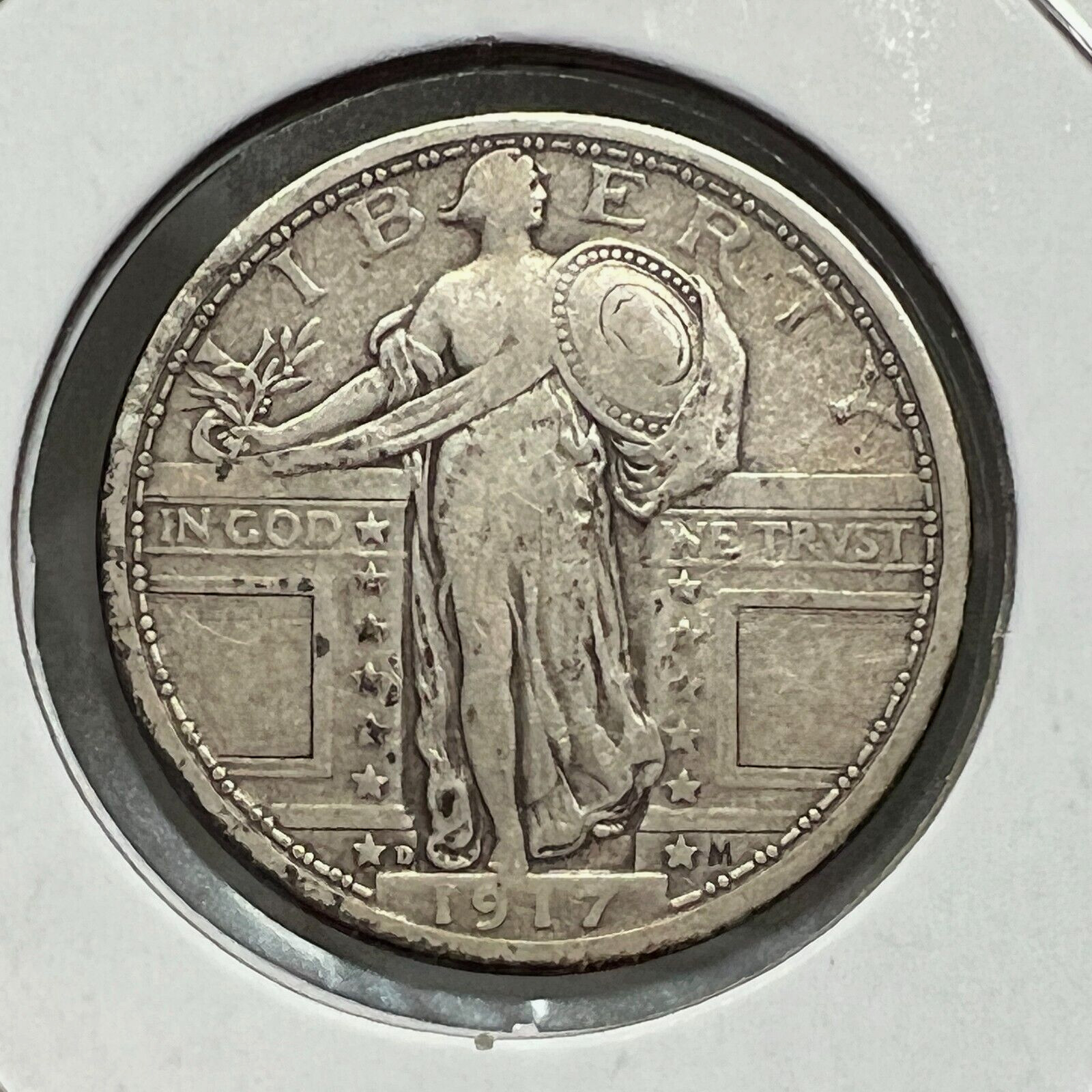 1917-D TYPE 1  SILVER STANDING LIBERTY QUARTER  SCARCE COIN