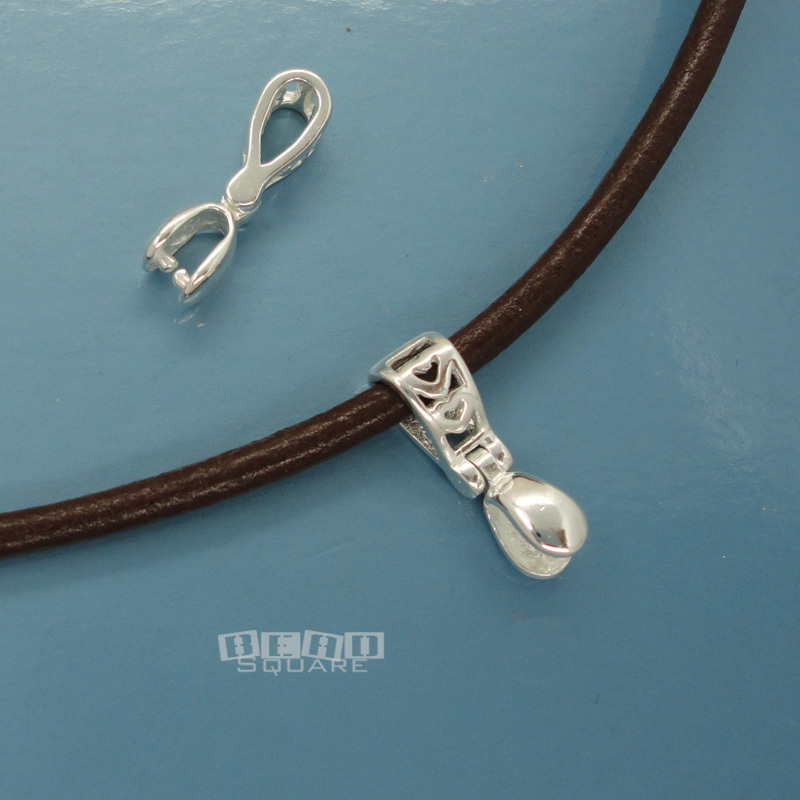 Sterling Silver Openwork Heart Pear Pendant Pinch Bail Connector #33435