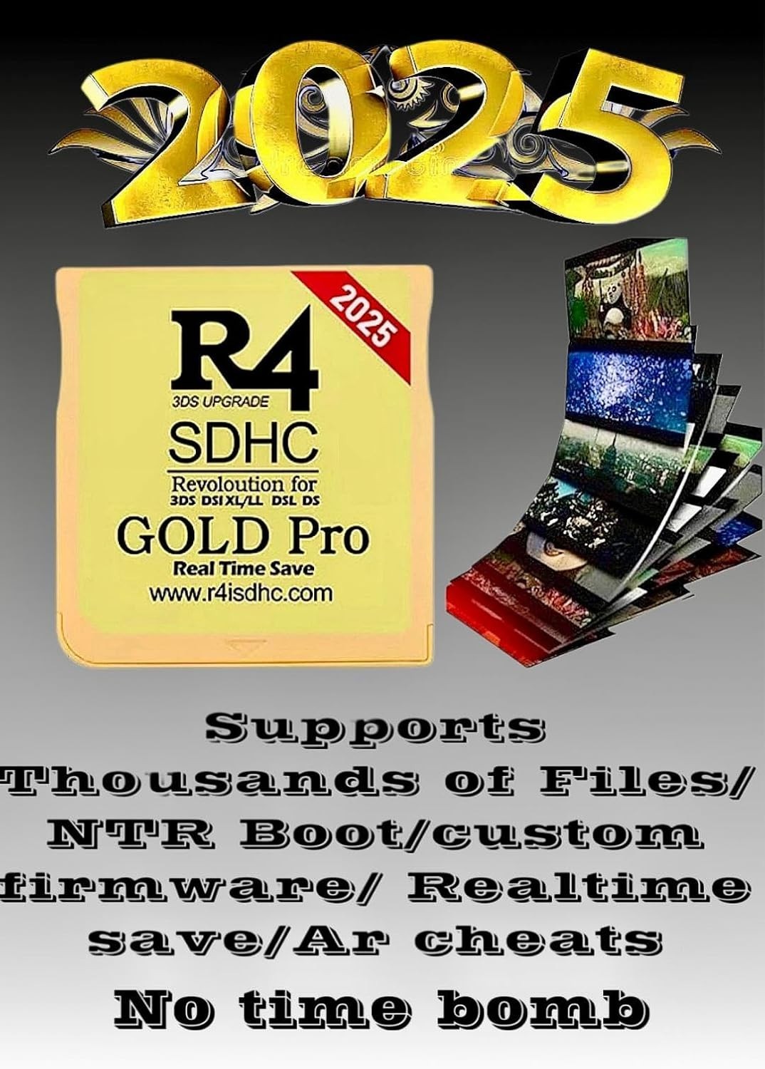 R4 SDHC Gold Pro Adapter with 32 GB Micro SD with~-