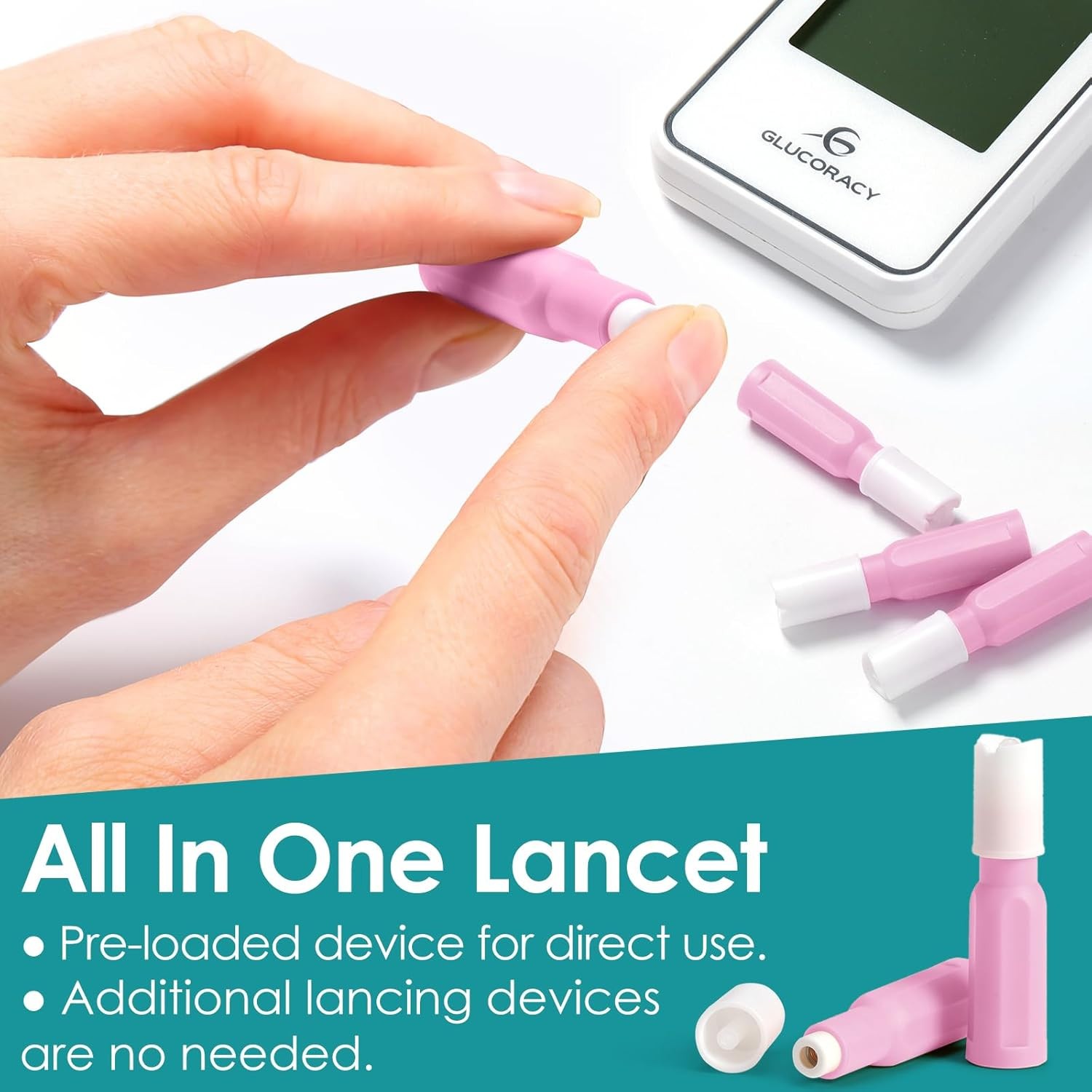 100 Ct Safety Lancets 30 Gauge 1.8mm Top Push Button Activated Glucose Testing
