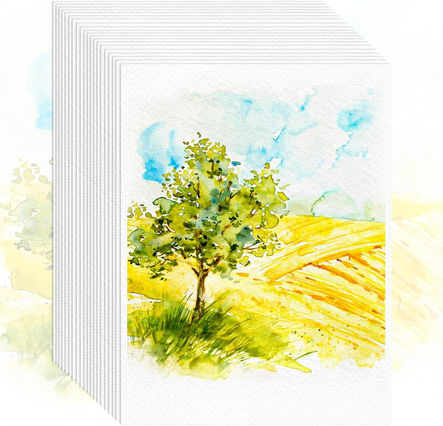 64 Sheets Watercolor Paper, 5"x7" Water Color Paper, 140lb/300gsm Artist Sketch