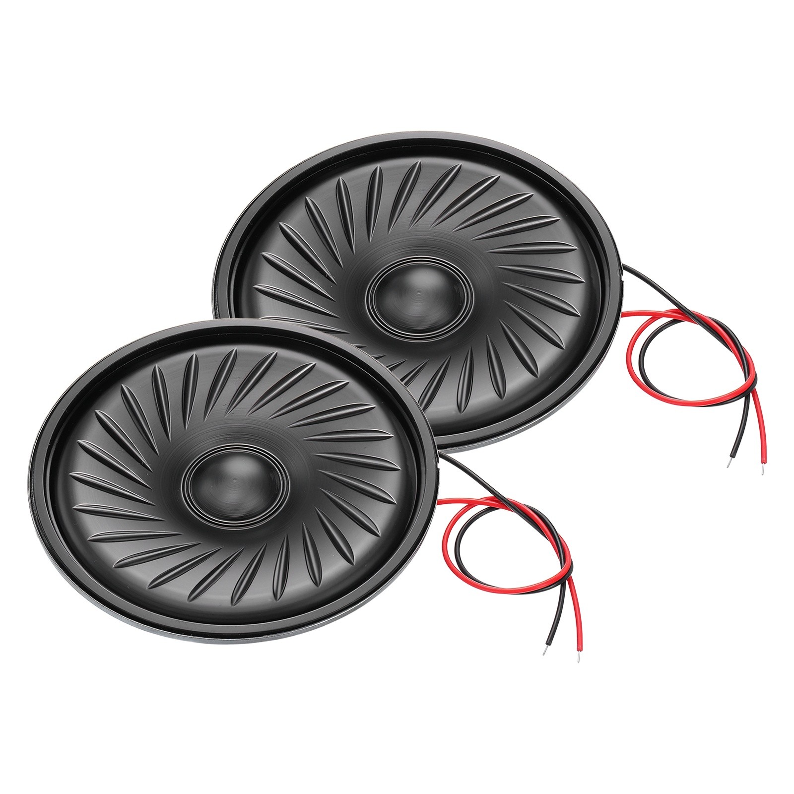 2 Pcs 0.5W 8 Ohm Small Speakers Metal Round Speaker with Wires, 57x8.5mm Black