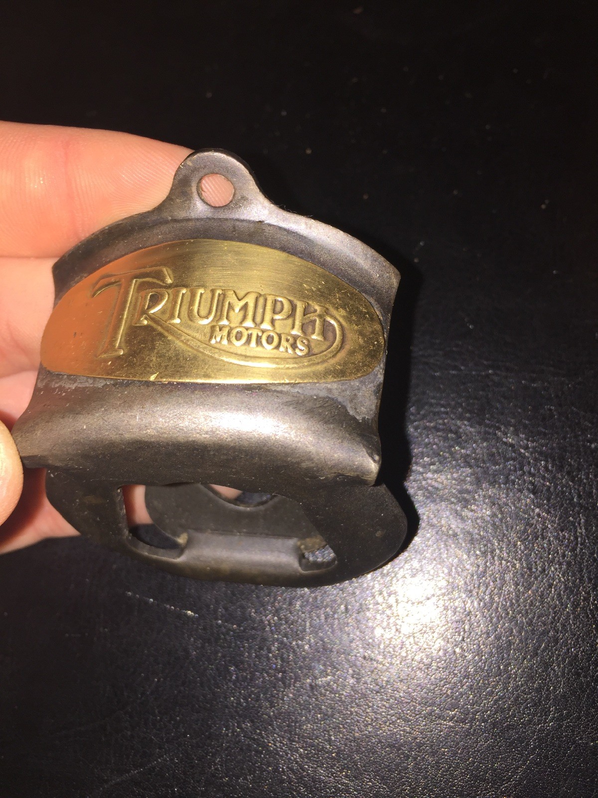 Triumph Motorcycles Metal Bottle Opener Patina Fatboy Biker Collector Wall Mount
