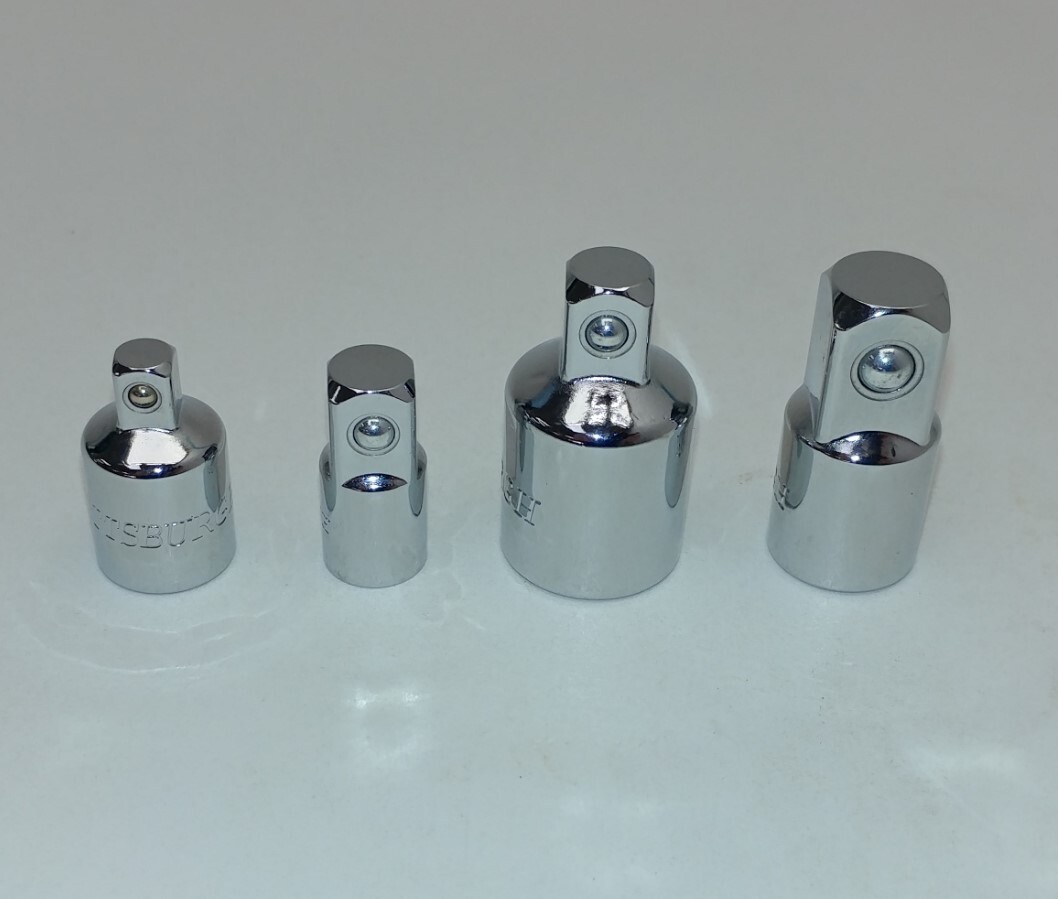 4 Piece Socket Adapter Set 1/4" 3/8" 1/2" Size Adapters Triple Plated Chrome Van