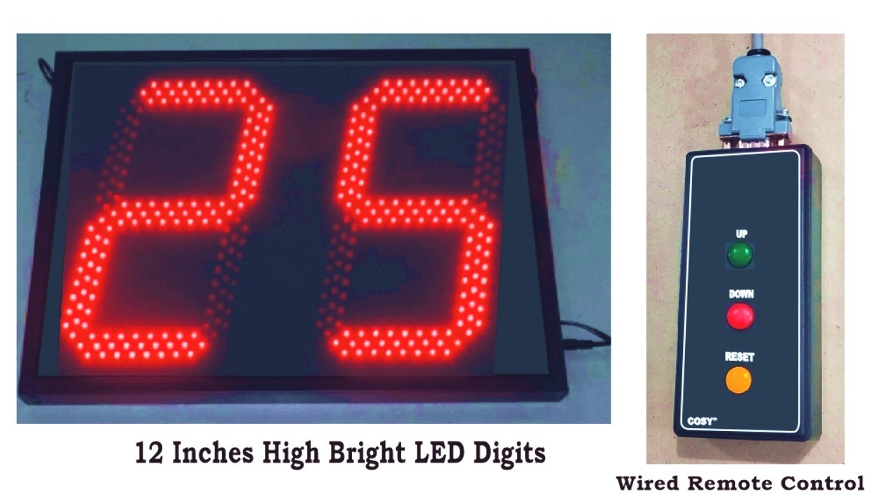 Two Digit  LED Number Display in 12 inches high digits with wired remote control