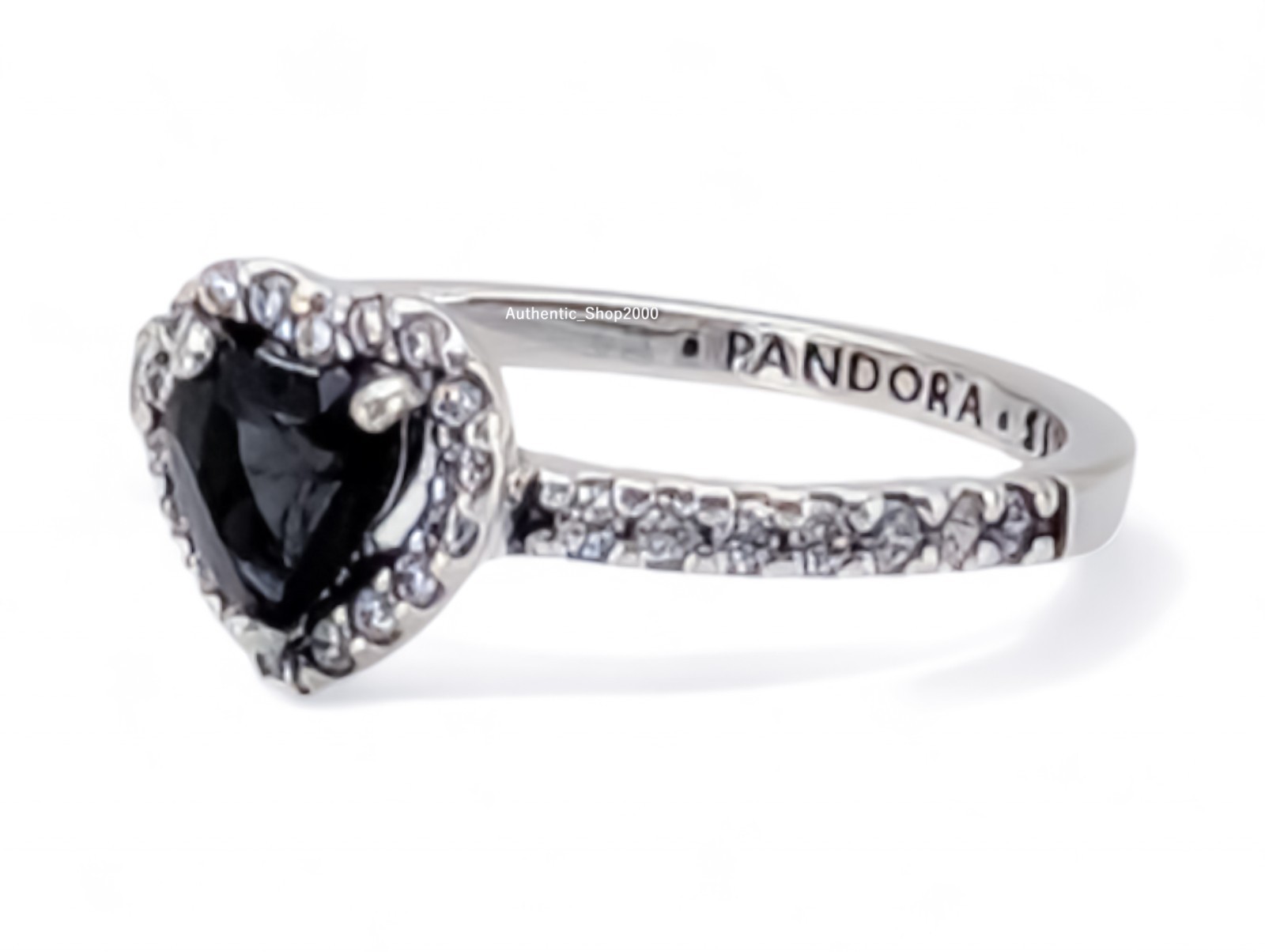 New 100% Authentic PANDORA 925 Sparkle Pave Elevated Black Heart Ring 198421C04