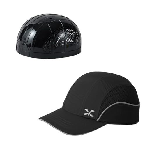 Unisex Safety Bump Cap, Baseball Hat Style with Long Brim 18109 Black