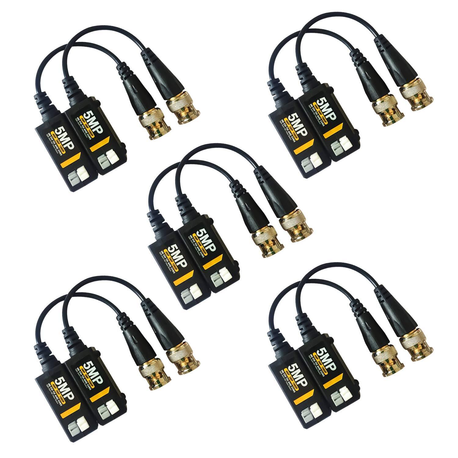 5MP Passive HD BNC Video Balun Transceiver AHD/TVI/CVI/CVBS Cable 5 Pairs