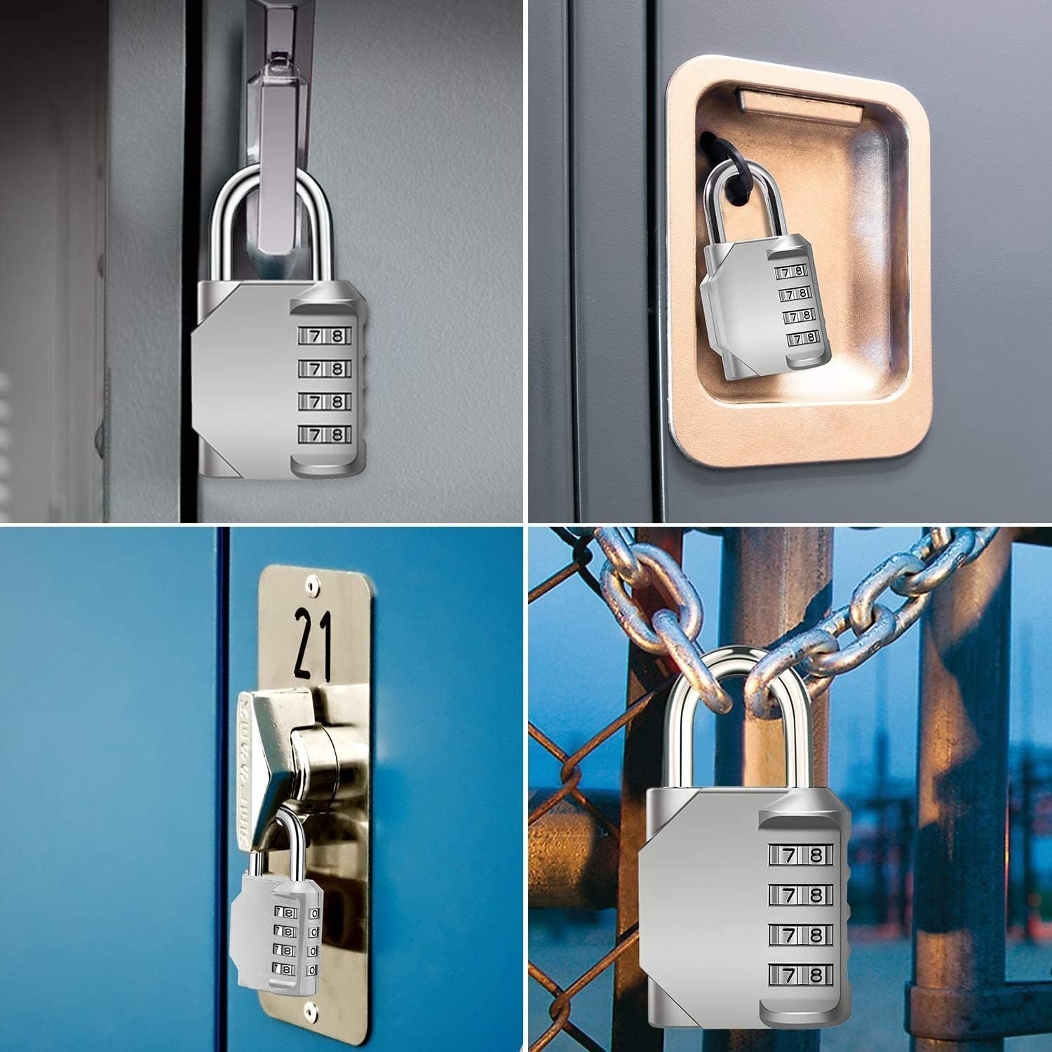 4 Digit Combination Padlock 2 Pack Heavy Duty Waterproof Locker Lock Set