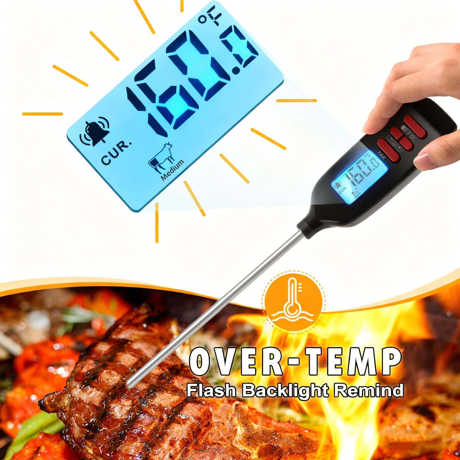 Antonki Meat Thermometer Digital, Smart Instant Read - Black