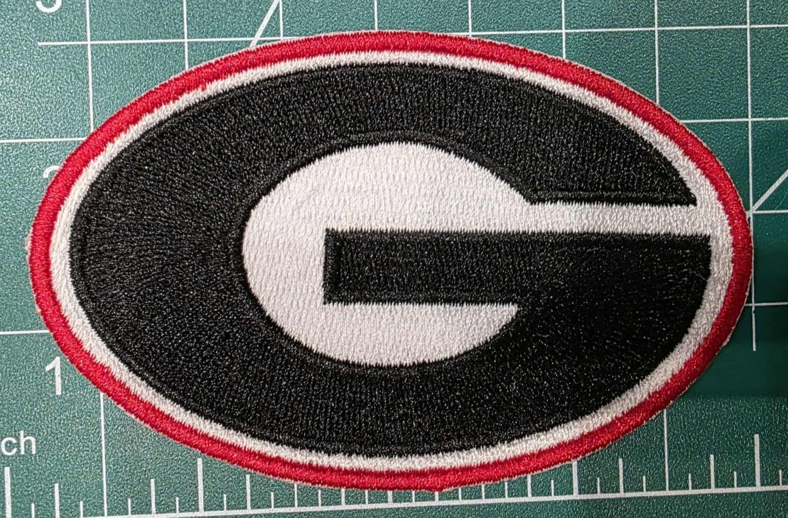 Georgia Bulldogs logo football 3" Iron On Embroidered Patch shoulder