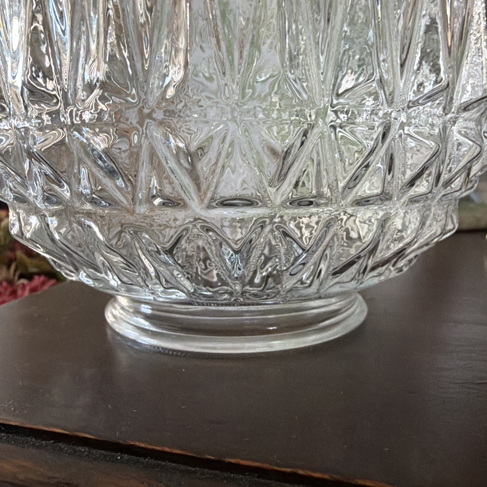 Globe Ceiling Art Deco Vintage Clear, 7” H; 3.125” Opening Diamond Pattern EUC